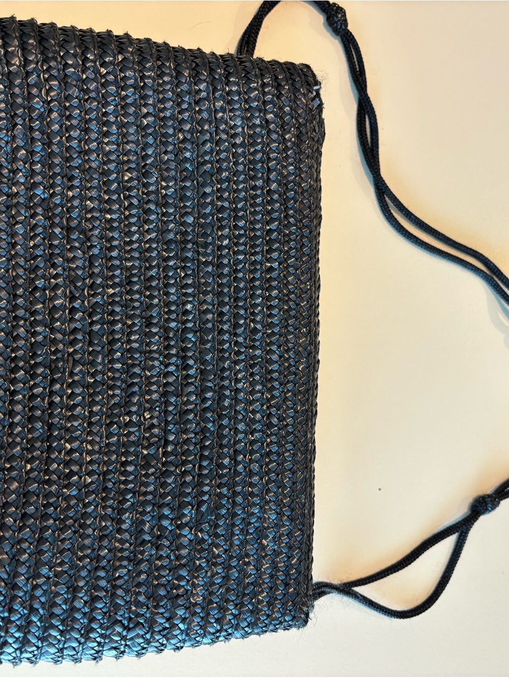 VTG 80s/90s Waves Black Woven Straw Crossbody Bag / Clutch - Picture 8 of 8